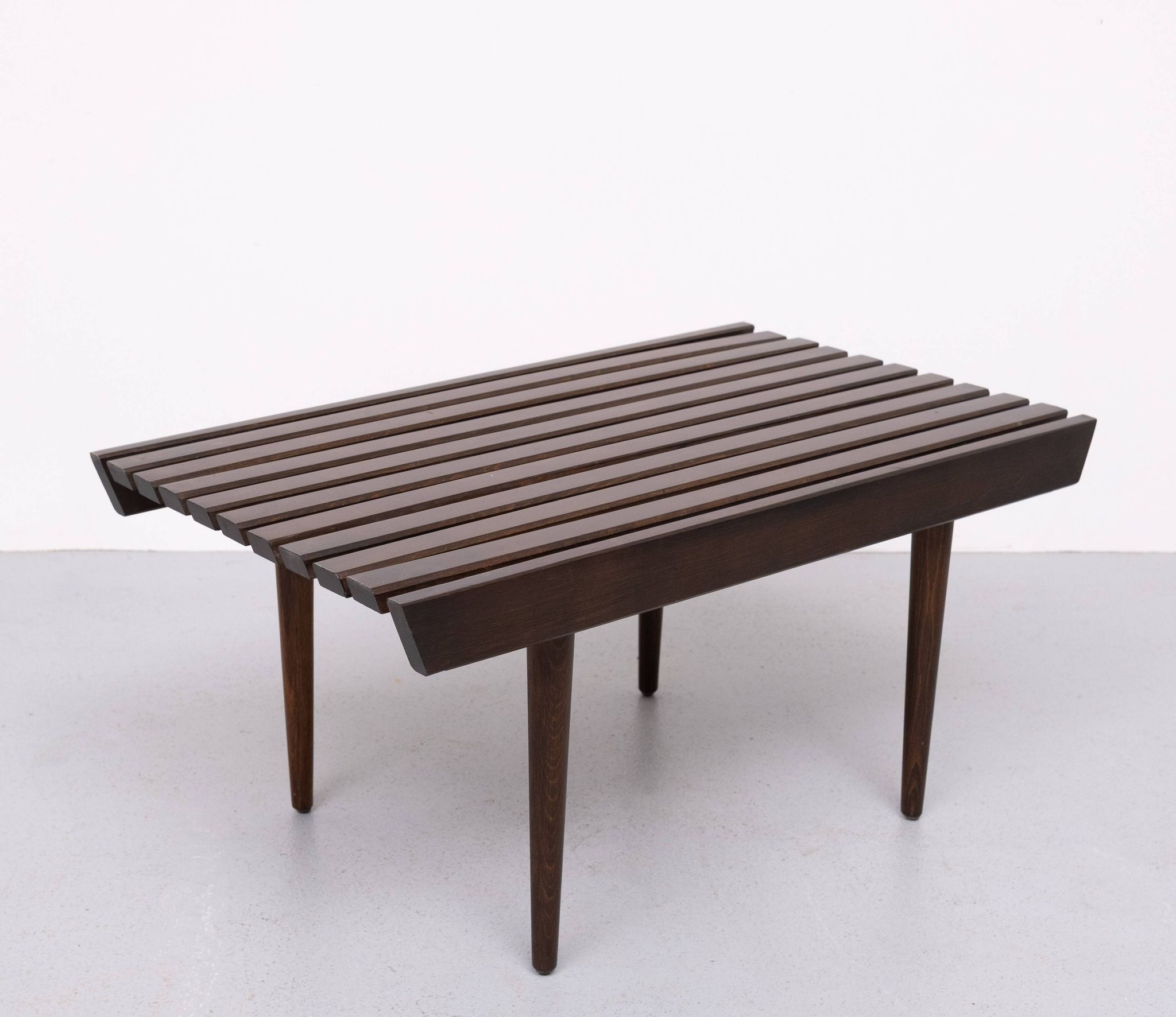 1960's Mid-Century Modern Danish Style Wood Slat Coffee Table or bench
