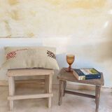 Rustic Spanish Milking Stool, Handcrafted Wood, Original Patina, 1940s