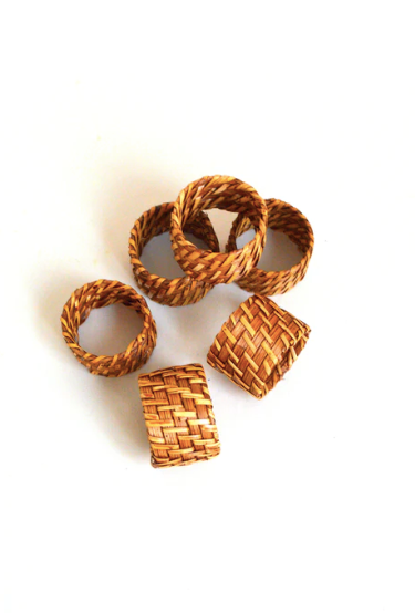 6 rattan towel rings
