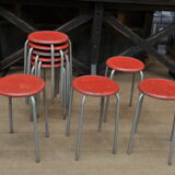 Set of 8cOld Stackable Metal Low Stools 1960