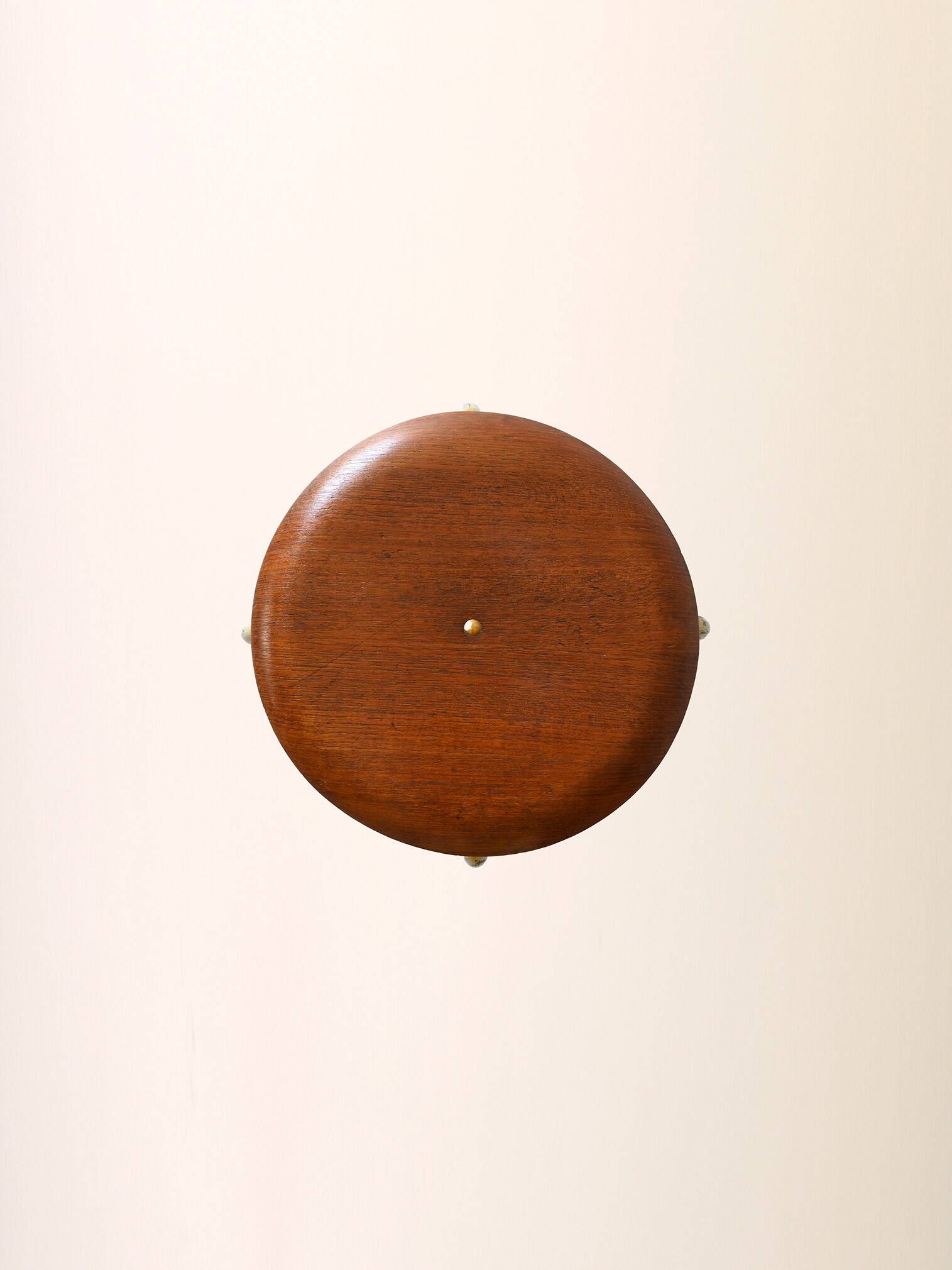 Tabouret scandinave en métal et teck, années 60