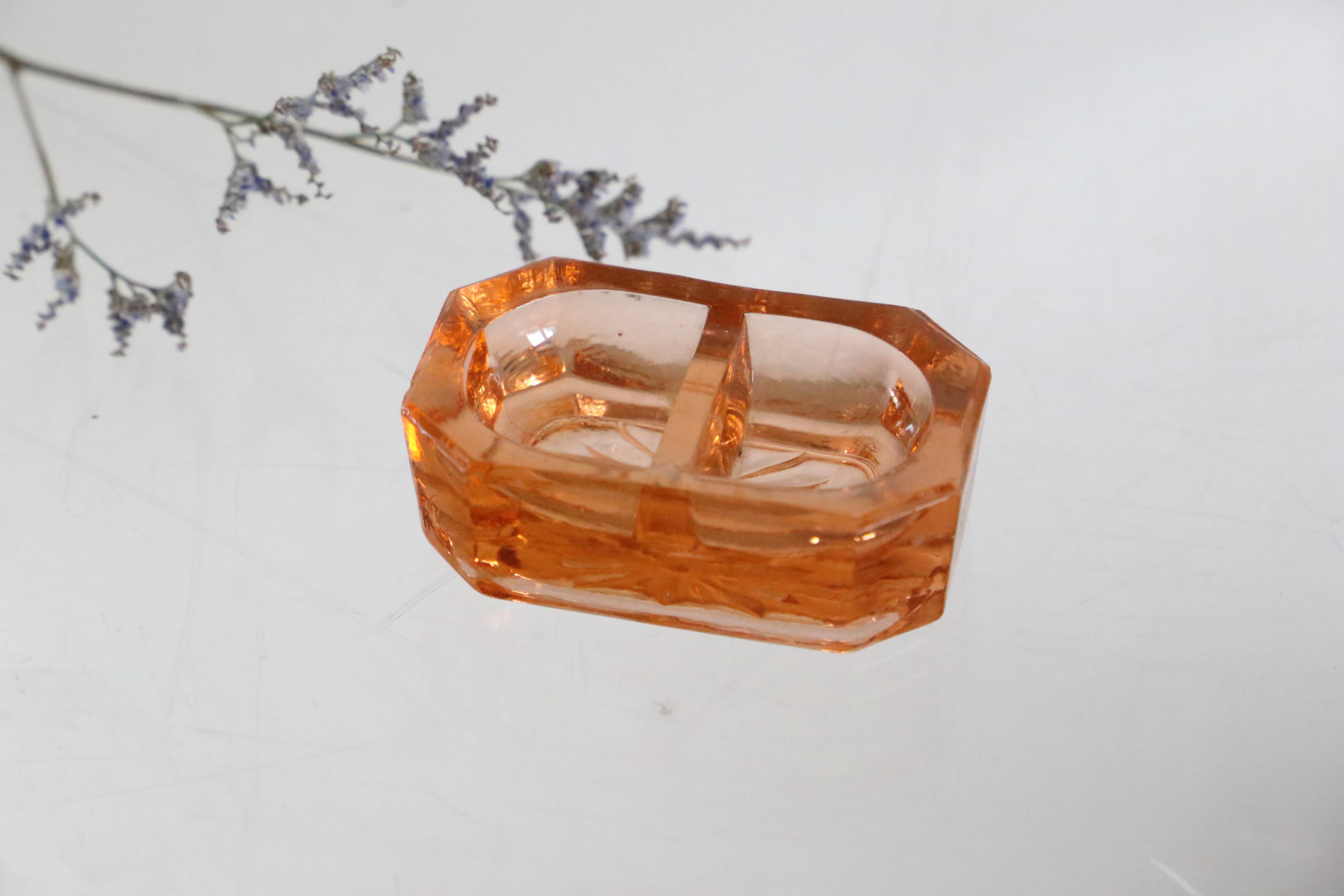 Authentic French vintage pink glass salt and pepper set