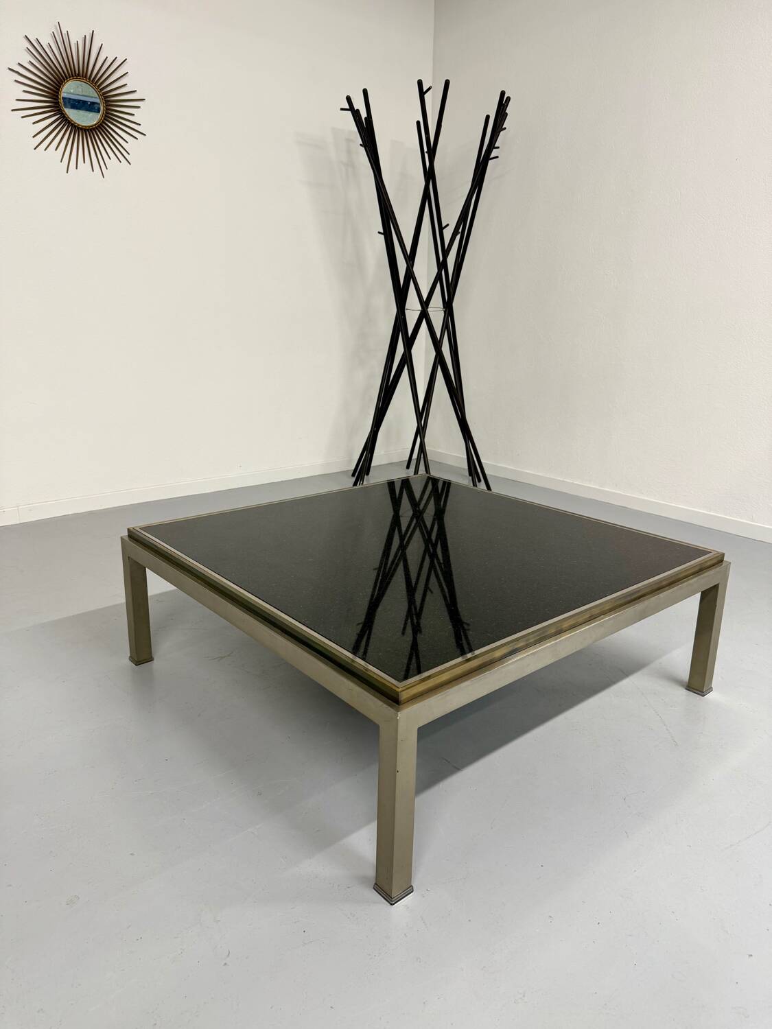 Large Jansen style marble and brass coffee table, , 1970s vintage