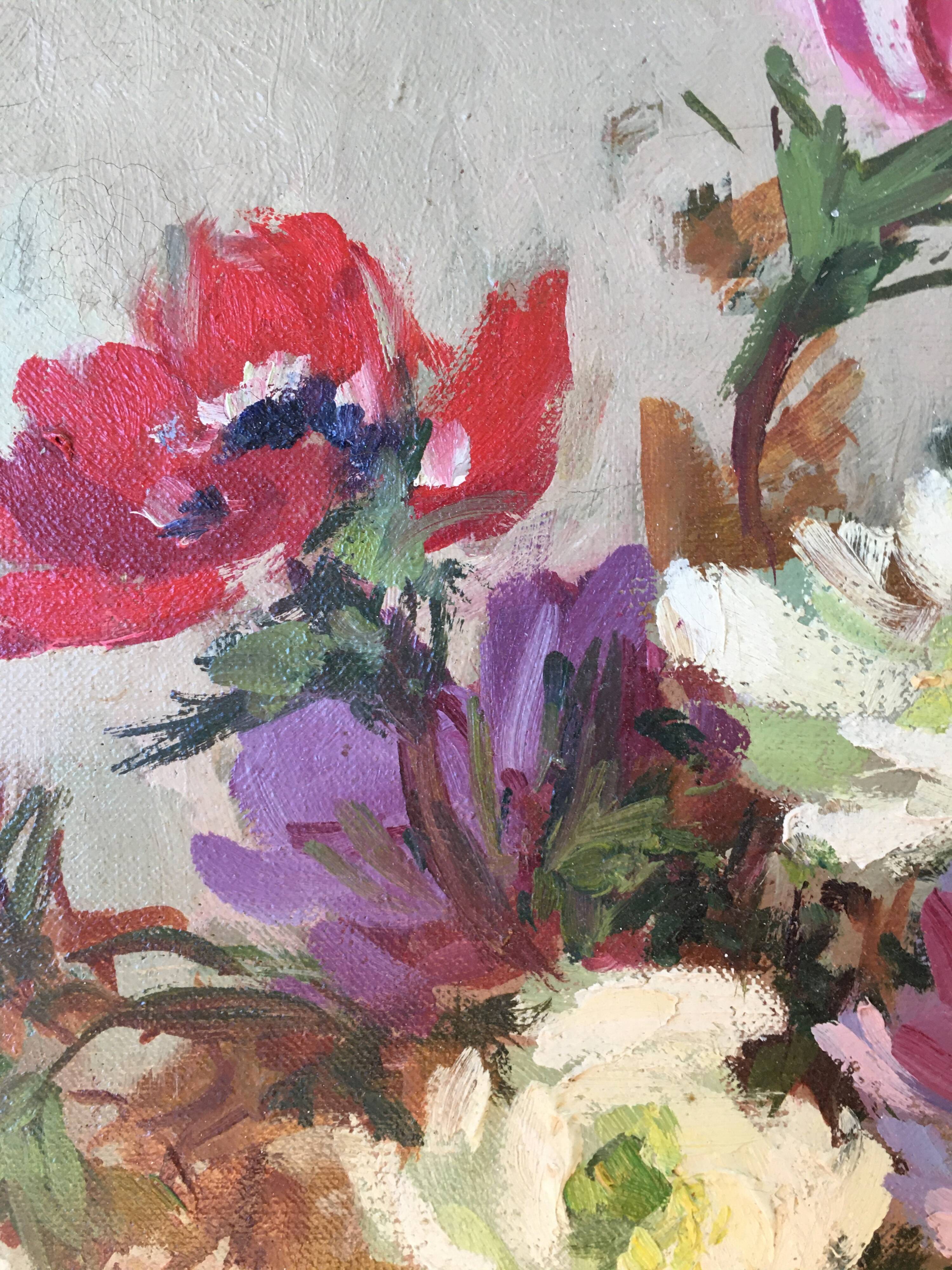 Table HST "Bouquet of Flowers" by J. Terny - 50's frame