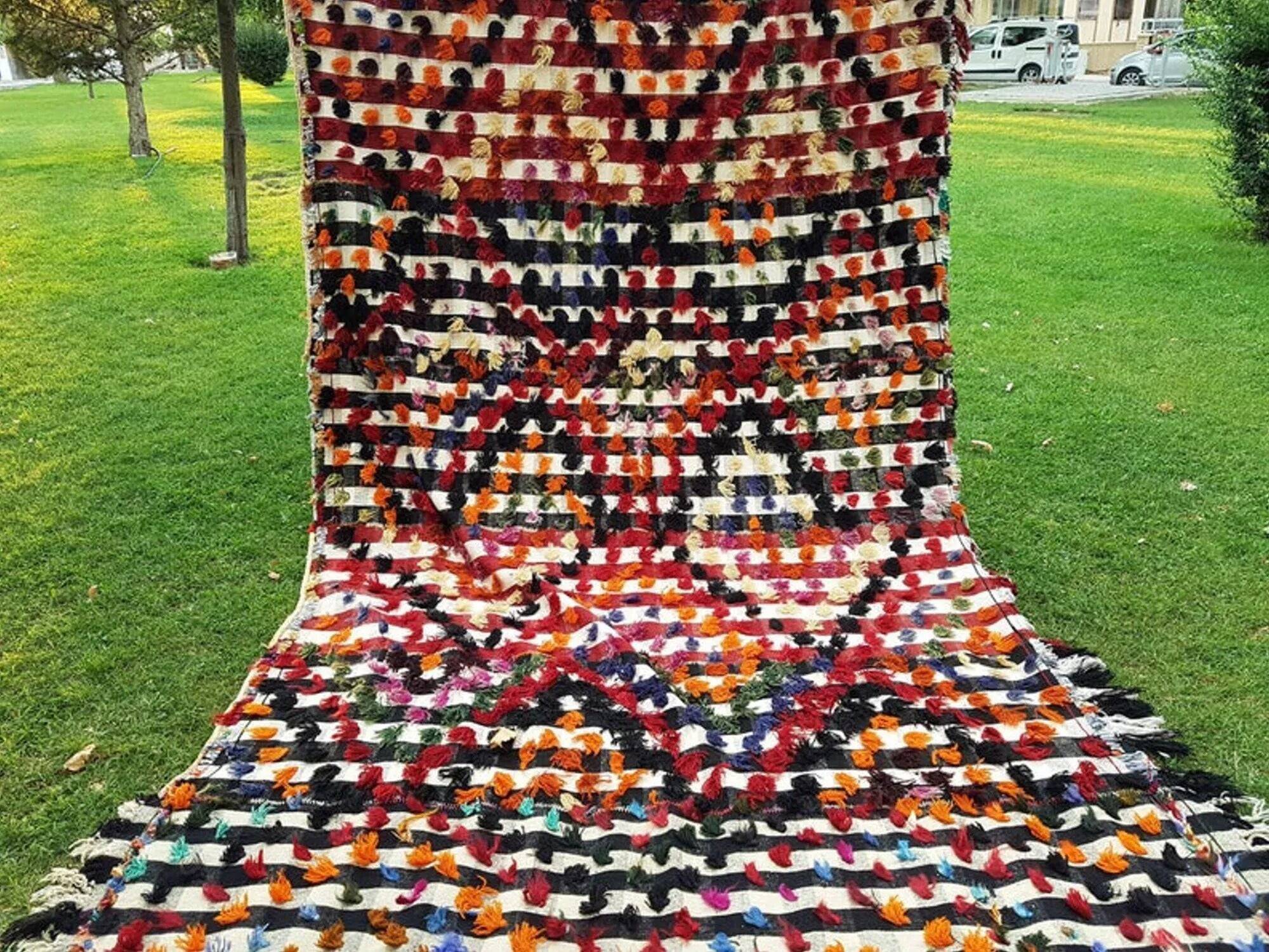 Vintage Turkish rug handmade 190x438 cm
