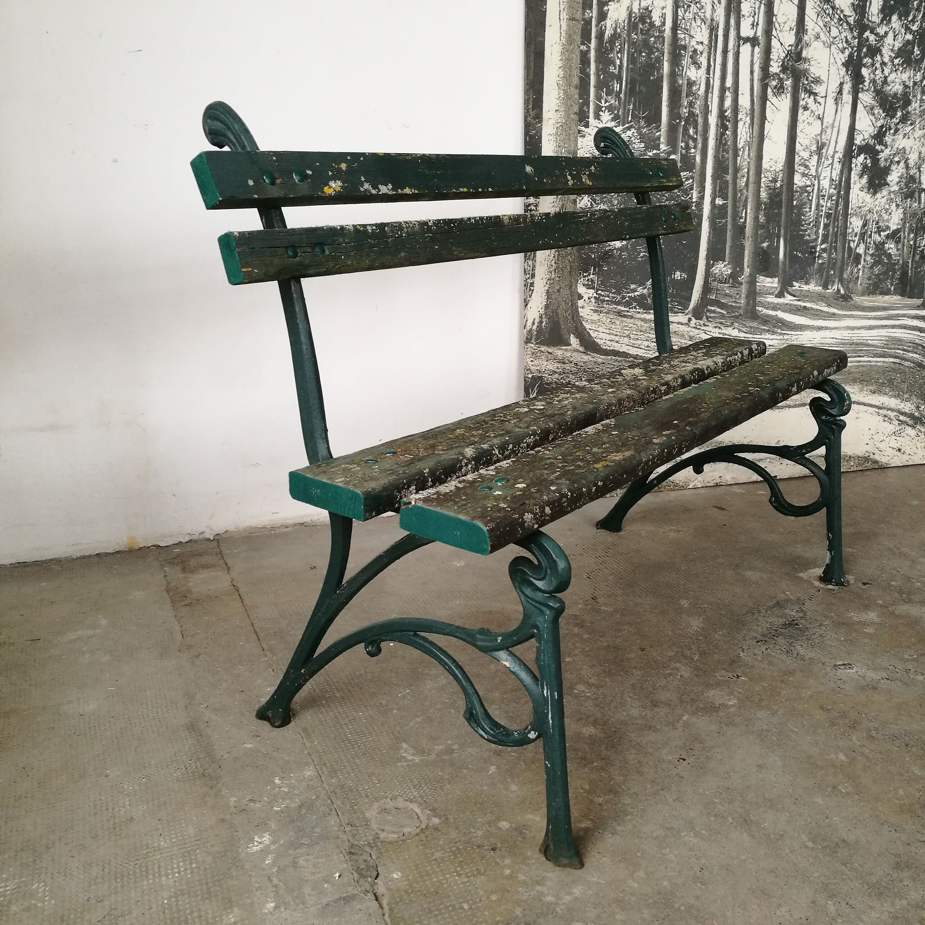 Garden bench foot cast iron art nouveau style