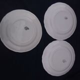 3 plates in opaque porcelain of Lunéville diam 22 cm