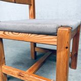 Brutalist Square Model Pine Dining Chairs, 1970s, Set of 6