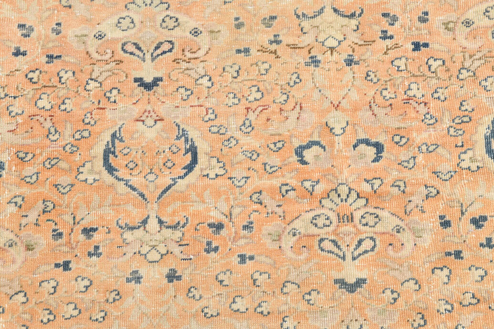 Grand Tapis Vintage Pêche & Beige – Motifs Fins, Tons Clairs, 298x400 Cm