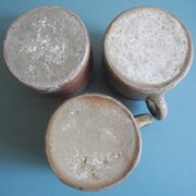 Lot of antique rustic stoneware pots, old French stoneware pots