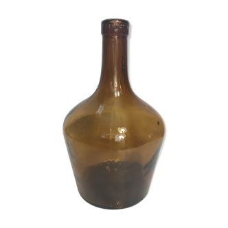 Demijohn old globe orange 1 liter vintage glass bottle