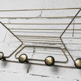 Vintage 1960s golden brass wall coat rack