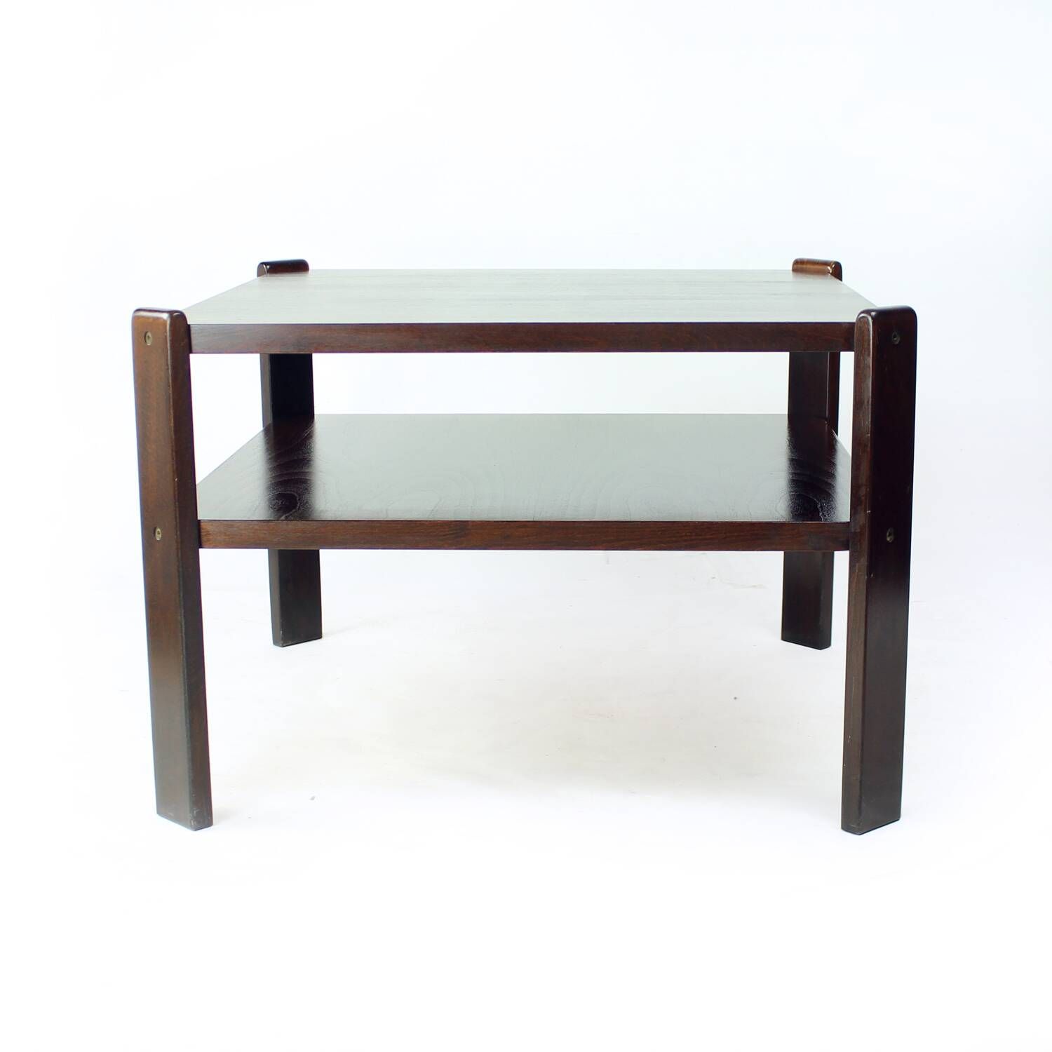 Table basse en hêtre foncé par Hikor Pisek Tchécoslovaquie années 1980
