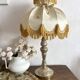 56 cm retro lamp in silver metal with fringed lampshade