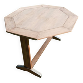 Vintage Octagonal Dining Table – Solid Wood & Trestle Base –