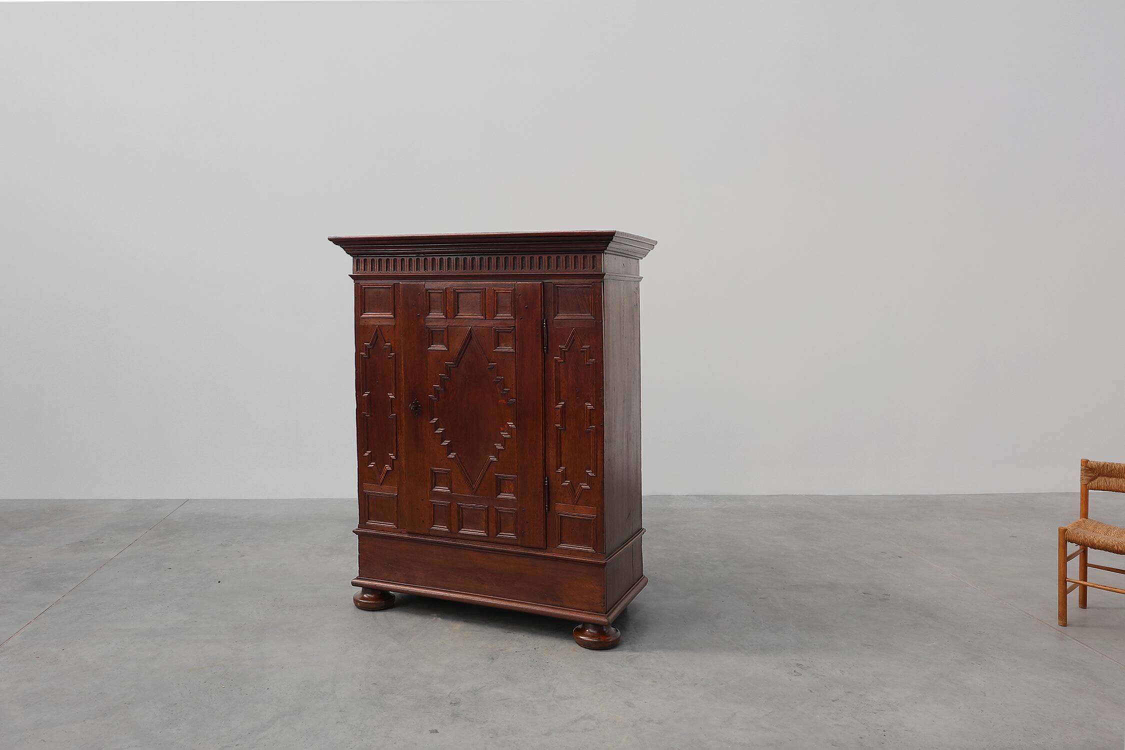 French 16th Century Antique oak hand carved wardrobe