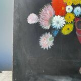 Bouquet de fleurs huile sur toile signé