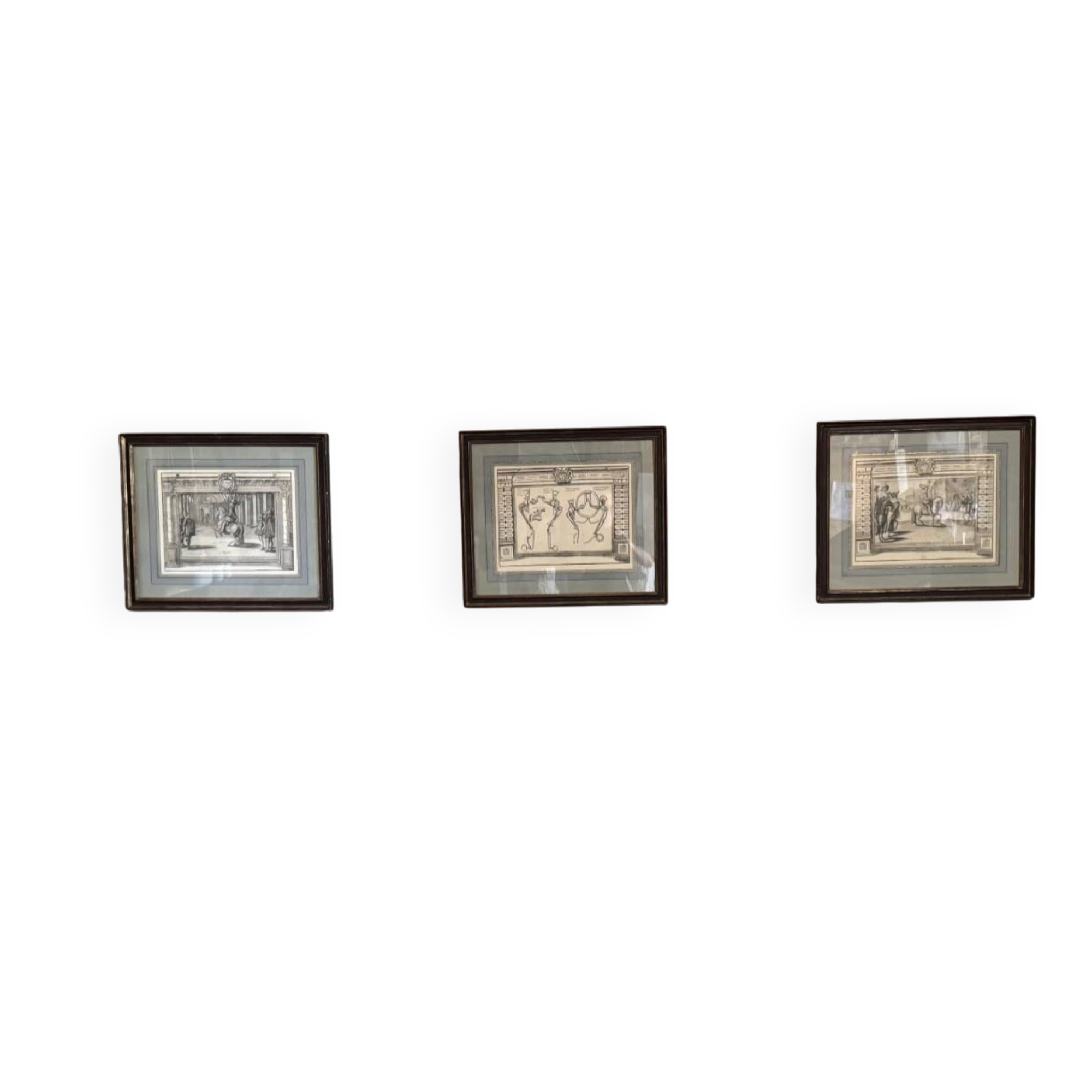 Suite de trois gravures, extraites de “l’instruction du Roy” Antoine de Pluvinel, 1666