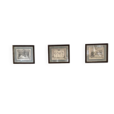 Set of three engravings, extracted from "The King's Instruction" by Antoine de Pluvinel, 1666.
