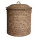 Hand-woven laundry basket in natural rush