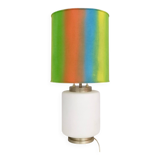 White Encased Glass Table Lamp with Three-Lighting Options, Italy
