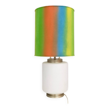 White Encased Glass Table Lamp with Three-Lighting Options, Italy