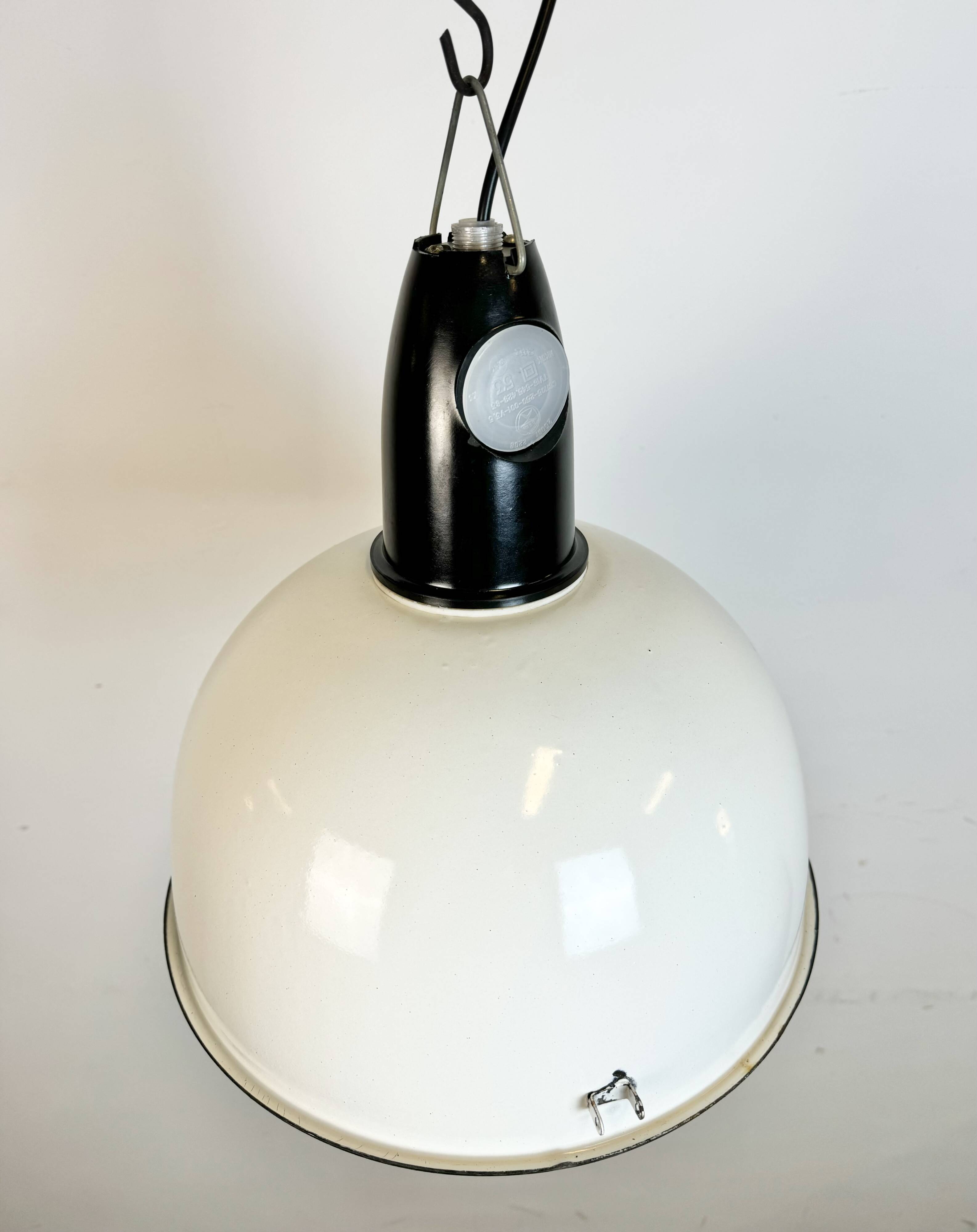 ndustrial Soviet White Enamel Pendant Lamp, 1960s