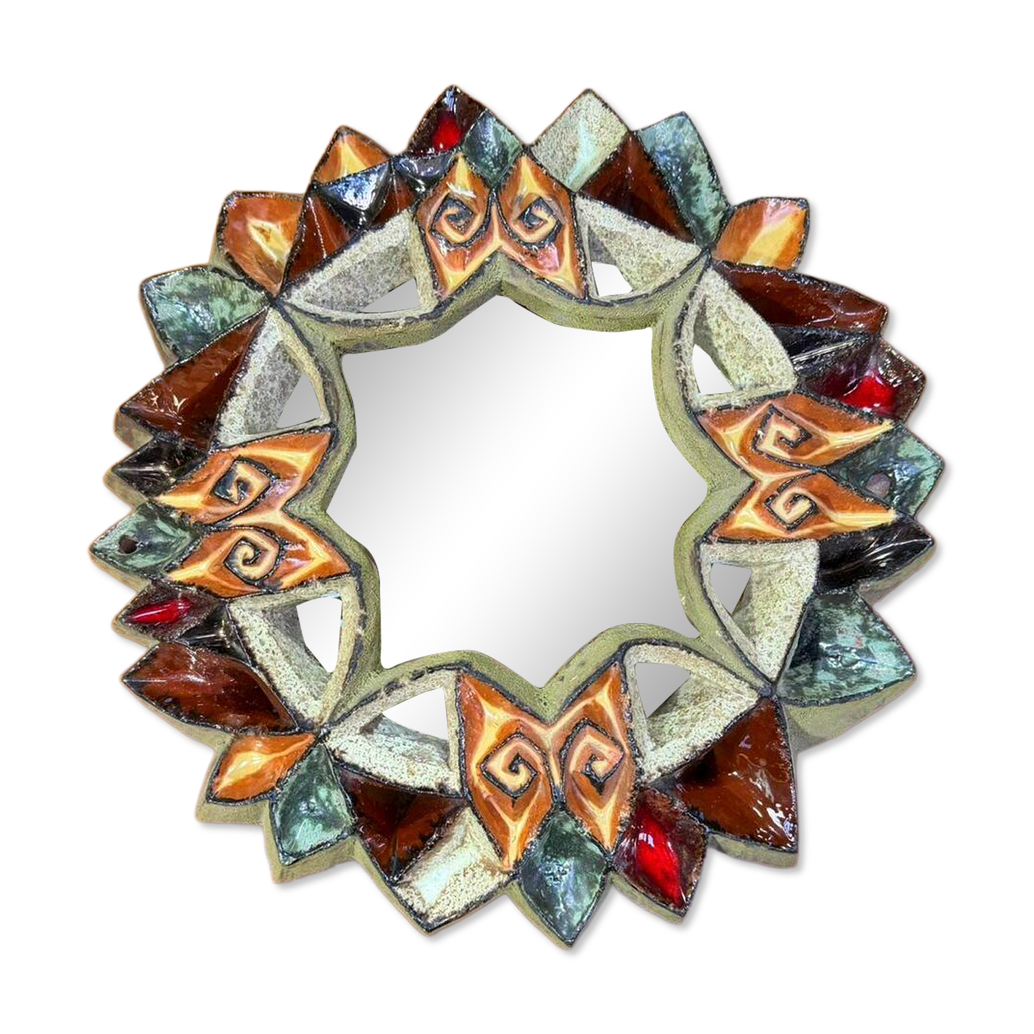 Ceramic mirror by Roland Zobel Atelier Les Cyclades Anduze