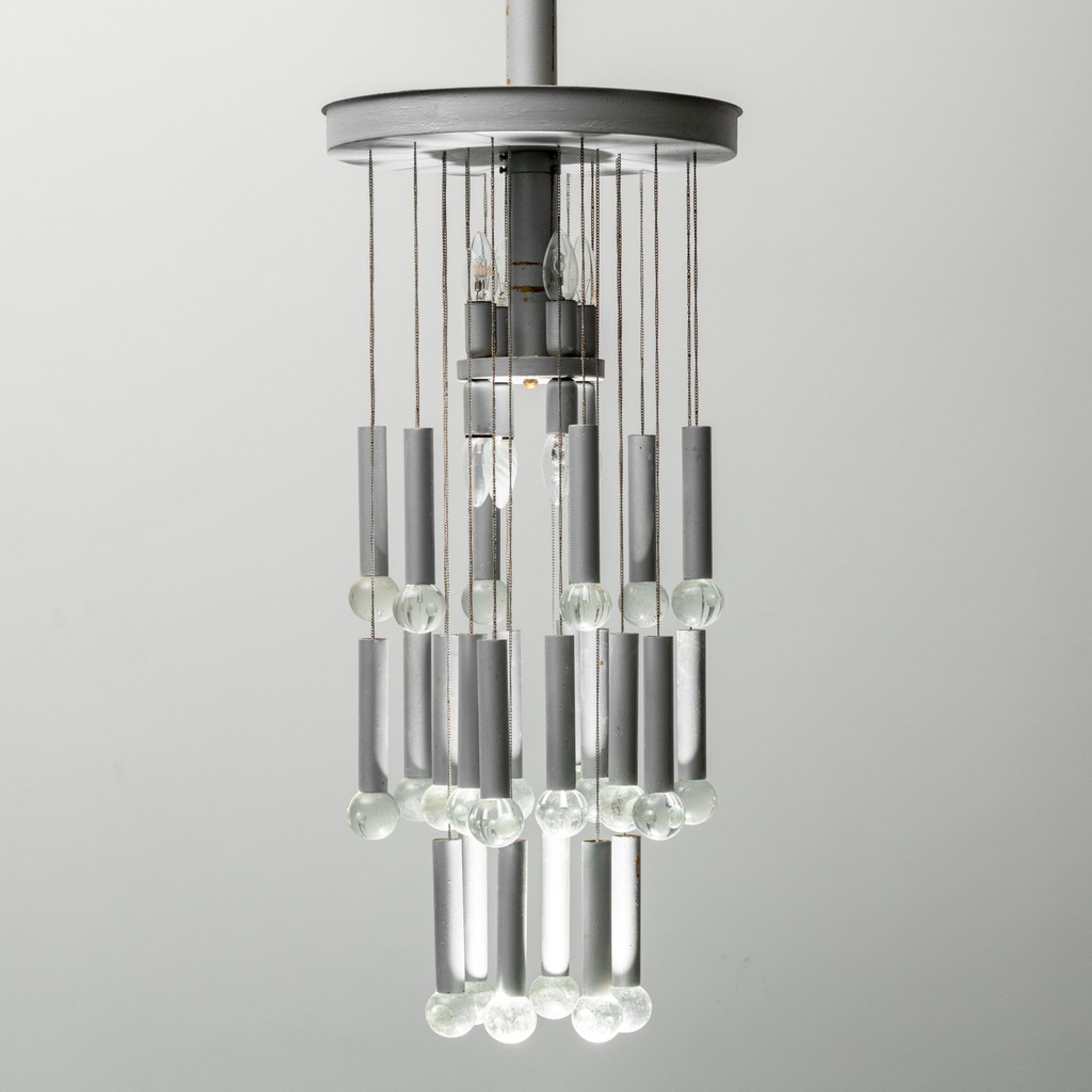 Chandelier 8 lights 24 pendants sciolari 70s vintage modern