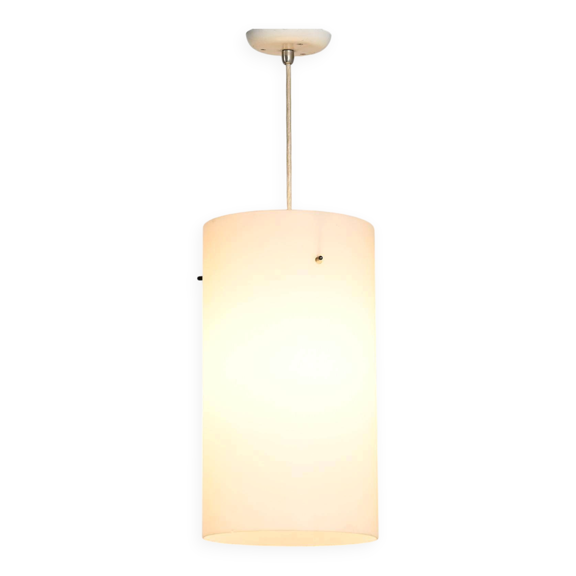 Suspension cylindrique en verre opalin, années 1970