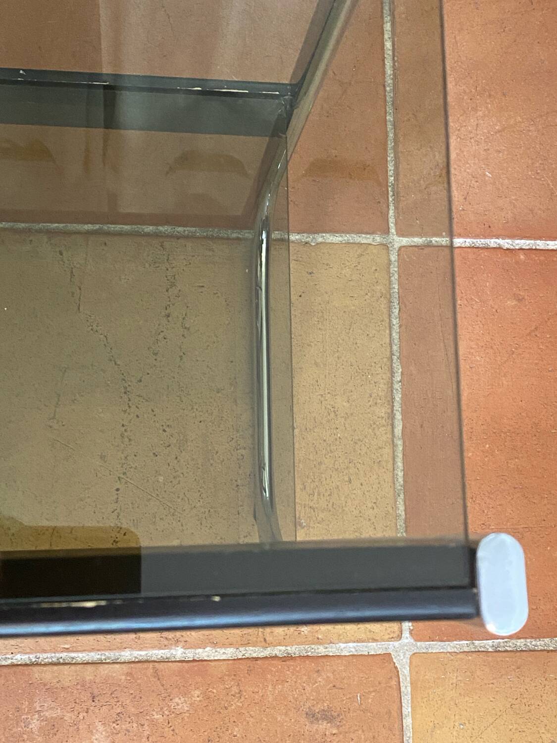 Serving trolley, side table, chrome metal and smoked glass, 1970s