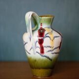 Pair of vintage ceramic vase U-Keramik 1505/20 West Germany, vase with handle, collection, pottery
