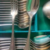 Complete silver metal cutlery set (37 pieces)