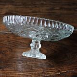 Cut glass goblet with a transparent stem.