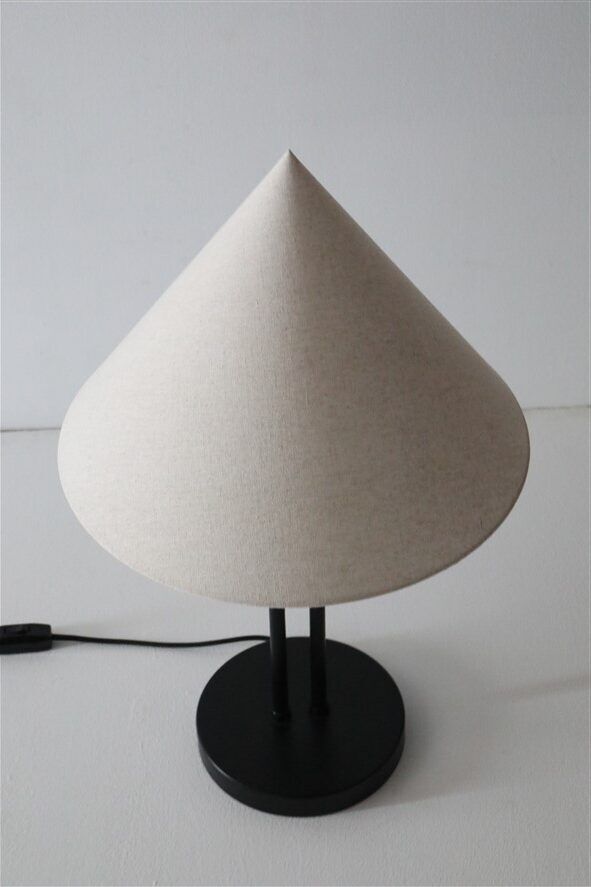 Big black Hustadt table lamp with pointed shade / 1970s / 1980s / postmodern design