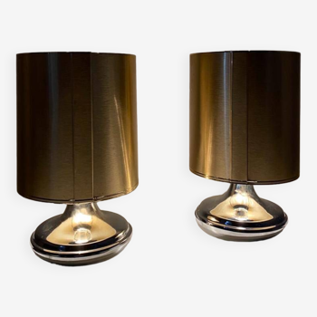 Vintage brass table lamps, Italy 1970s, set of two