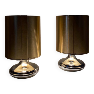 Vintage brass table lamps, Italy 1970s, set of two