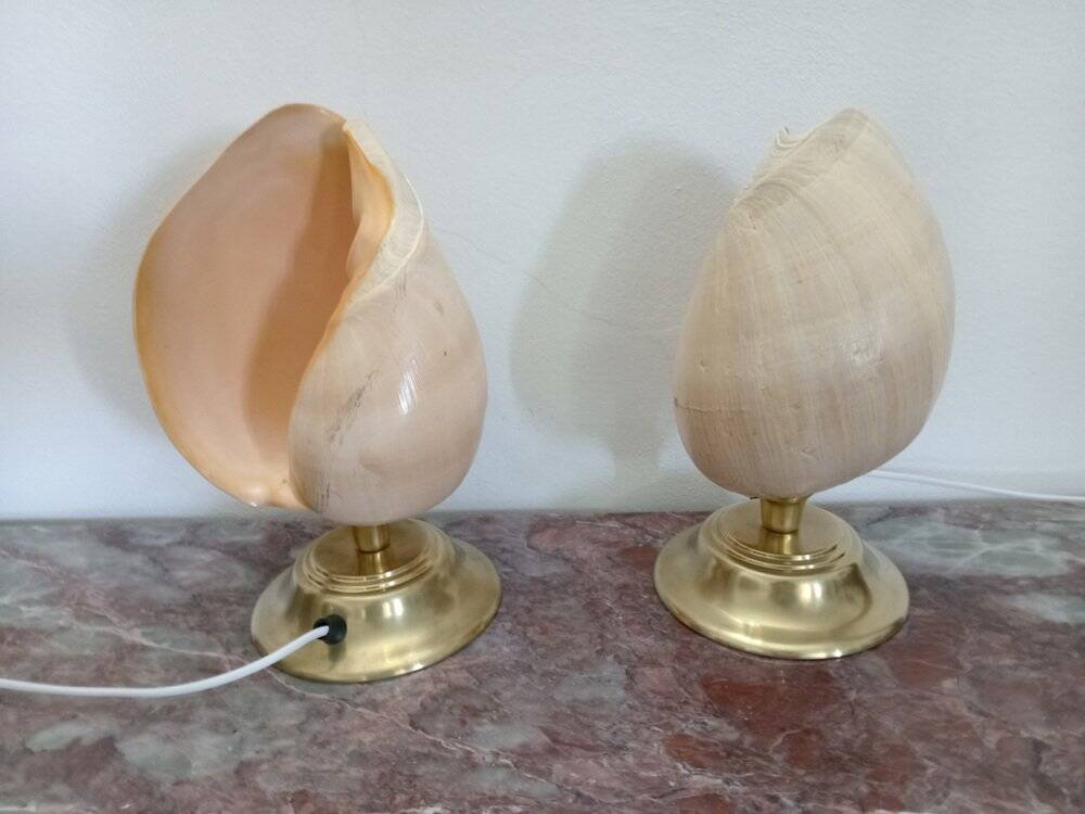 Shell table lamps, 1980s, set of 2