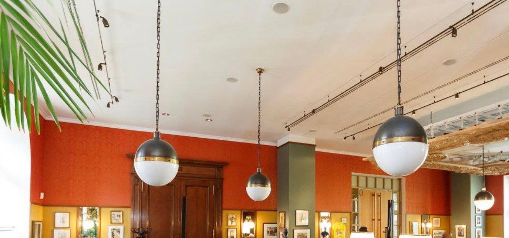 Large Hicks bronze and milk glass pendant light by Thomas O'Brien, USA