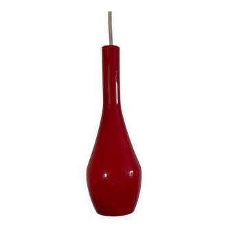 Red glass pendant light - sweden 60s/70s