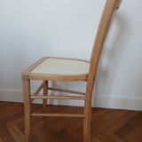 Refurbished wooden chair in beige porcelain