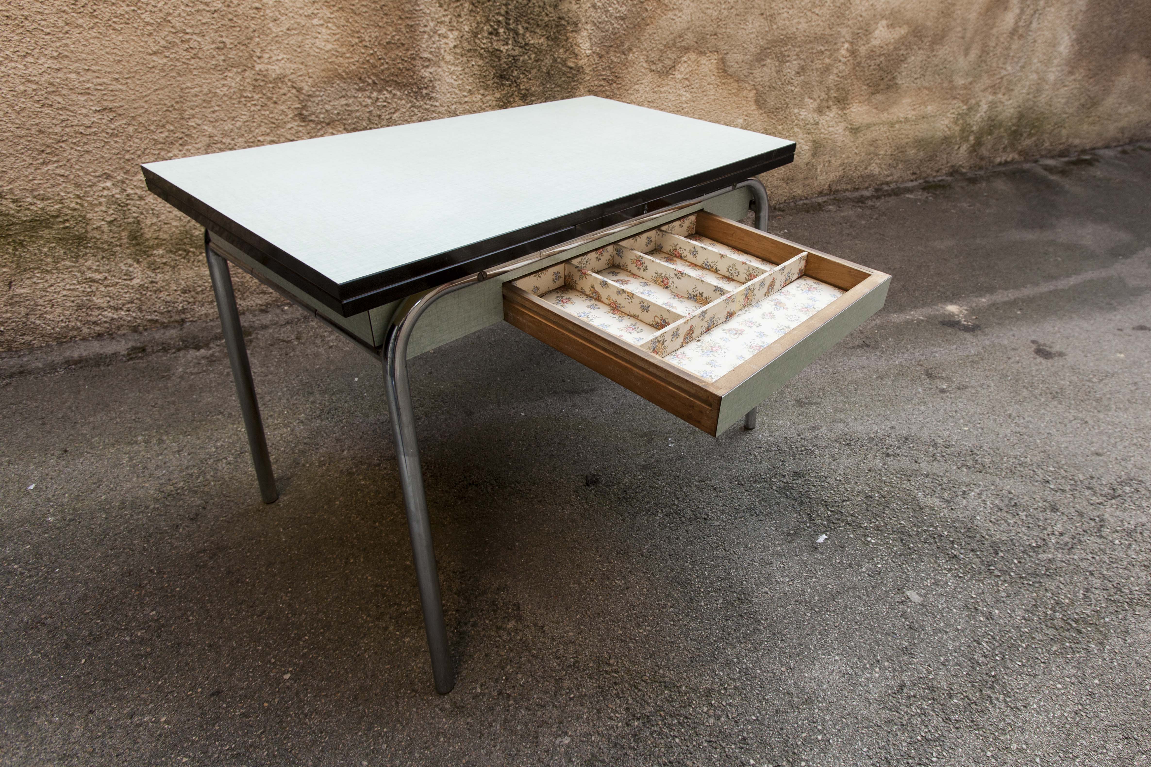 Green formica table, 1970