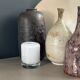 Bougeoir en verre moulé bullé blanc