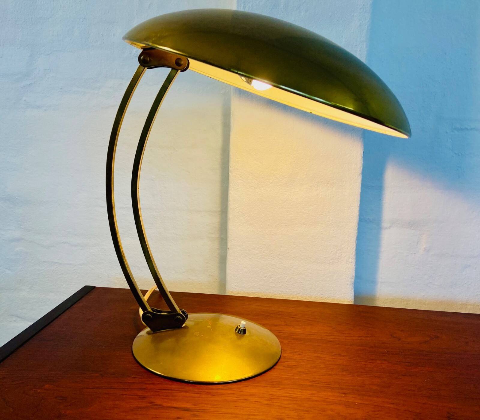 Vintage modernist Kaiser Dell brass lamp 1960s