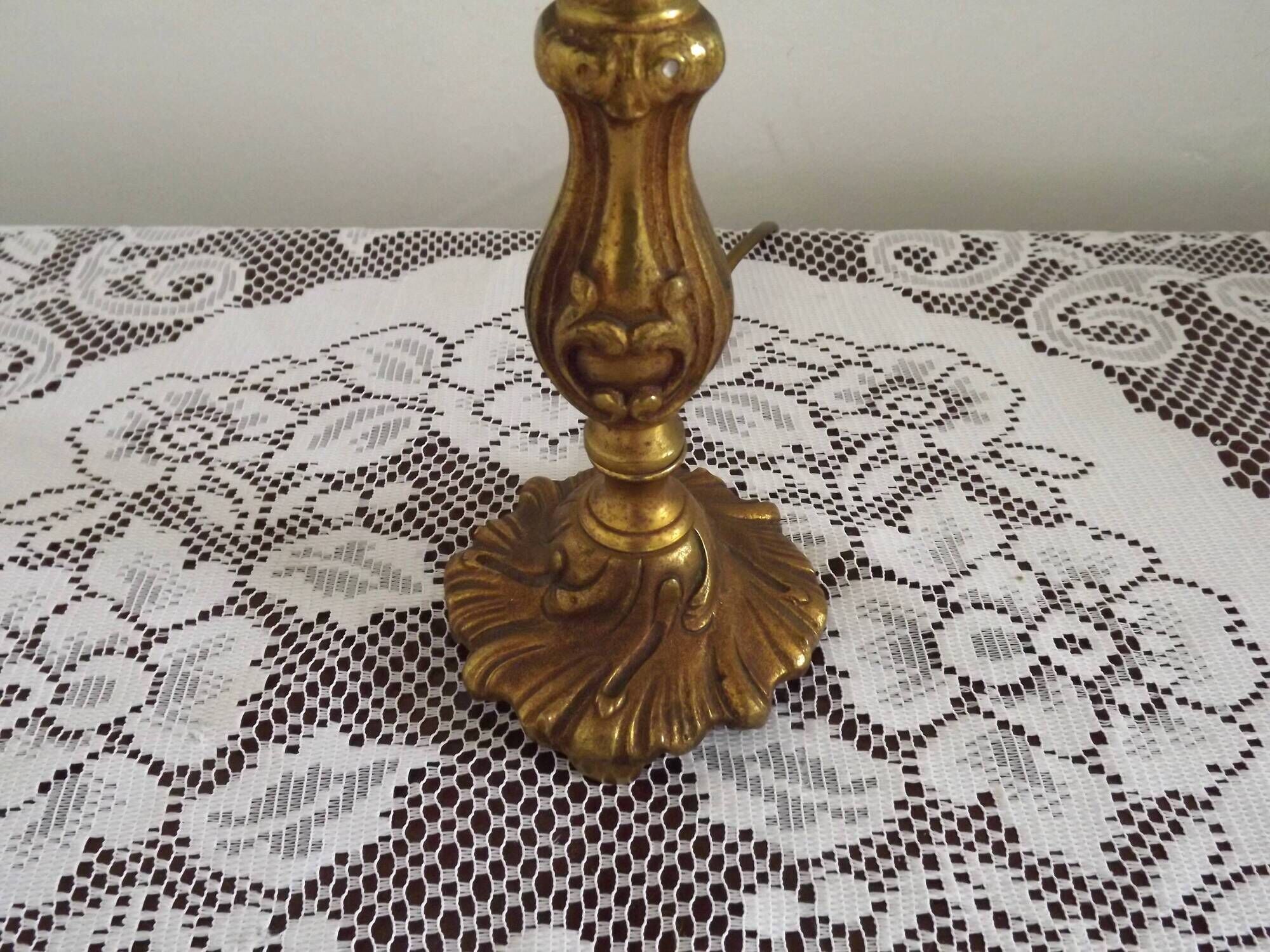 Small Vintage French Art Nouveau Style Bronze Candlestick Table Lamp 5358