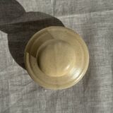 Vintage beige stoneware teapot with pink flower pattern H22