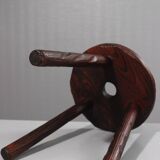 Brutalist tripod stool, solid pine, 1950s