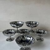 6 vintage 70s stainless steel footed bowls
