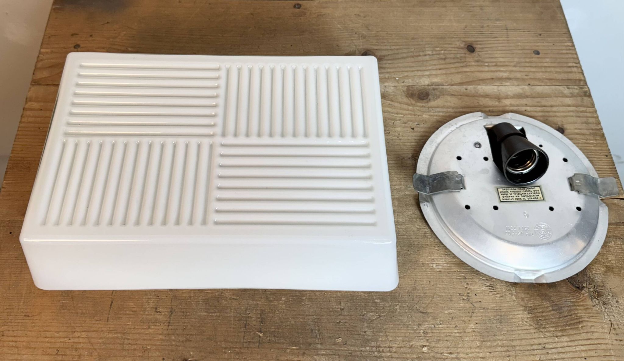 Vintage Wall Or Ceiling Light with Milk Glass, 1970s