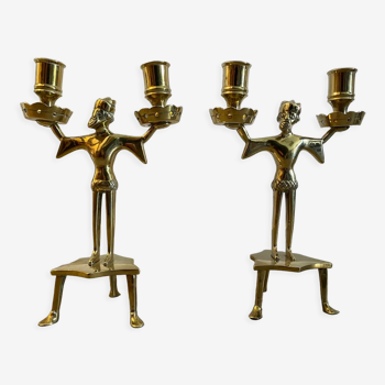Pair of tripod candlesticks late XIX